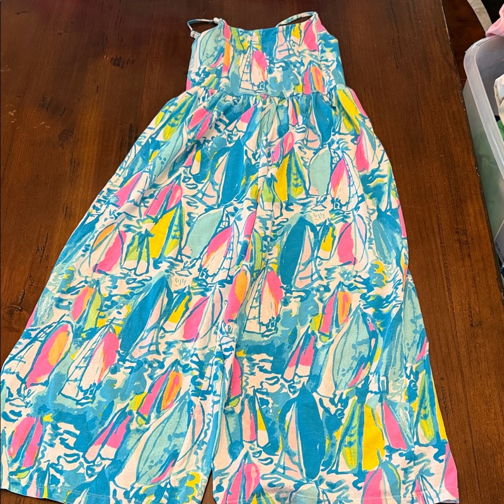 Lilly Pulitzer Kids romper with Vibrant Blue and Pink Pattern